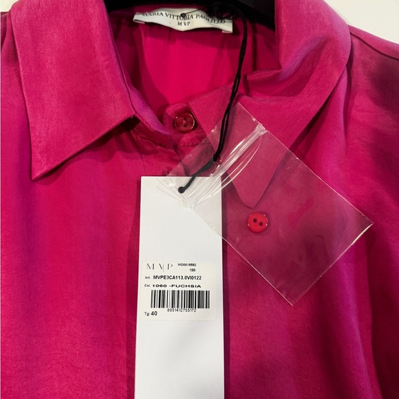 Maria Vittoria Paolillo (MVP) Fuchsia Silk Blouse size 40 (small) - Picture 7 of 8